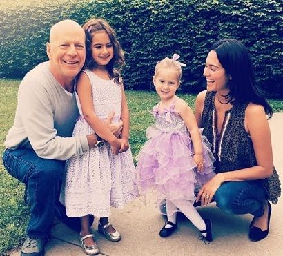 Bruce Willis' Daughters Evelyn Penn Willis, Mabel Ray Willis & wife Emma Heming Willis