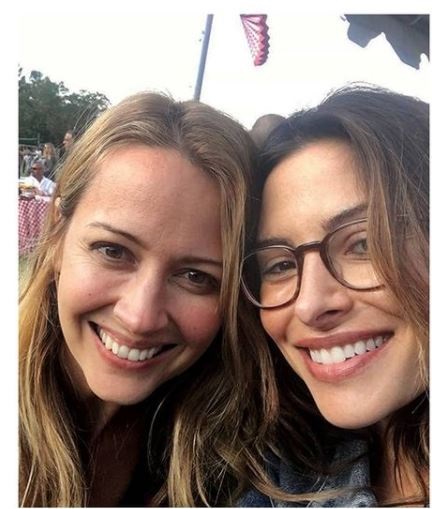 Amy Acker with her best friend Sarah Shahi