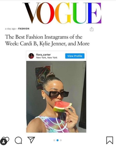 Model Flora Carter on Vogue Magazine